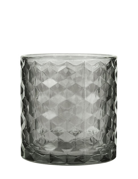 Skleněný svícen šedý malý