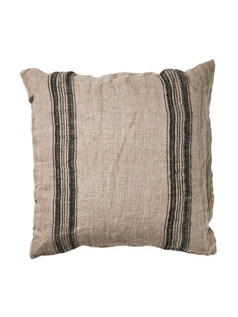 Lněný povlak na polštář přírodní s černým pruhem 50 x50 cm