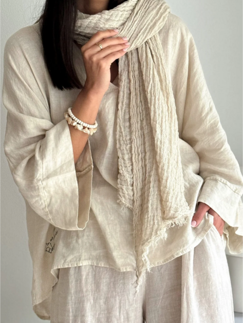 Lněný šál pískový