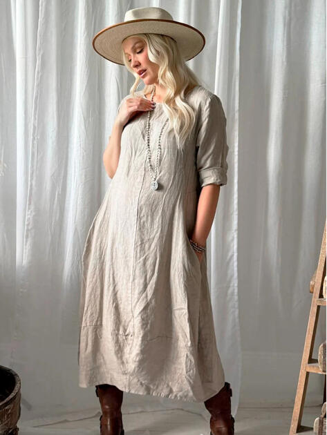 Lněné šaty Carmolina kašmírová