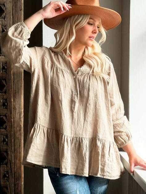 Lněná košile Corinthe kašmírová