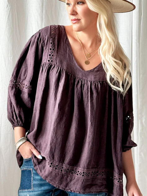 Lněná halenka Ischia fialová