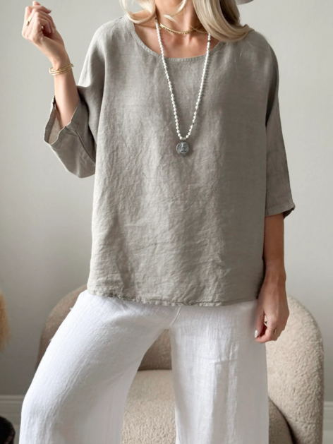 Lněná halenka Edell taupe