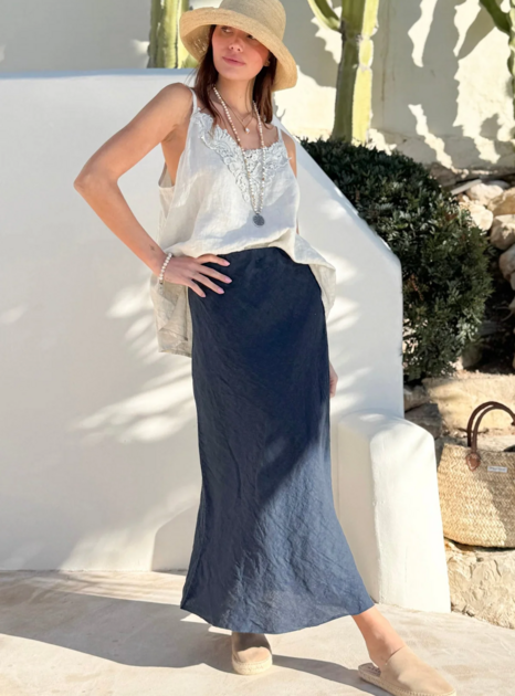 Lněná sukně Pencil 