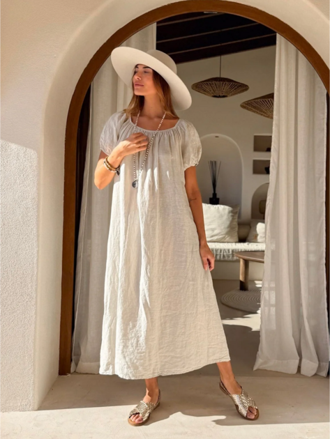 Lněné šaty Secret Crush pískové