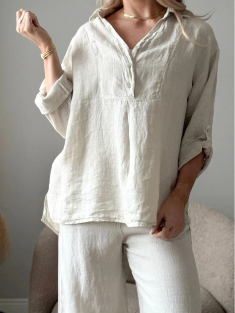 Lněná košile Ella písková