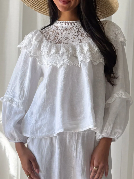 Lněná halenka Boho Lace