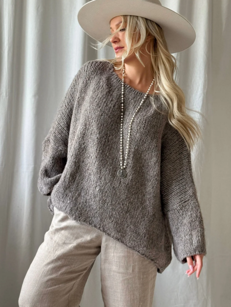 Oversize svetr Indigo taupe