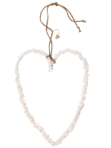 Organzové srdce bílé 30 cm