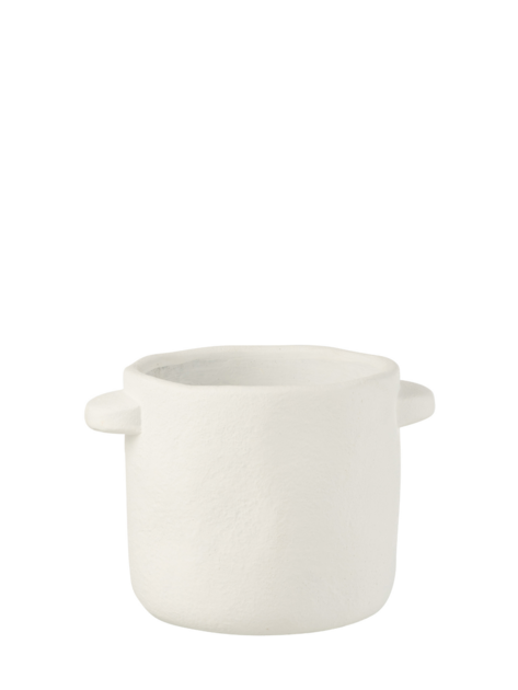 Cementový květináč bílý střední