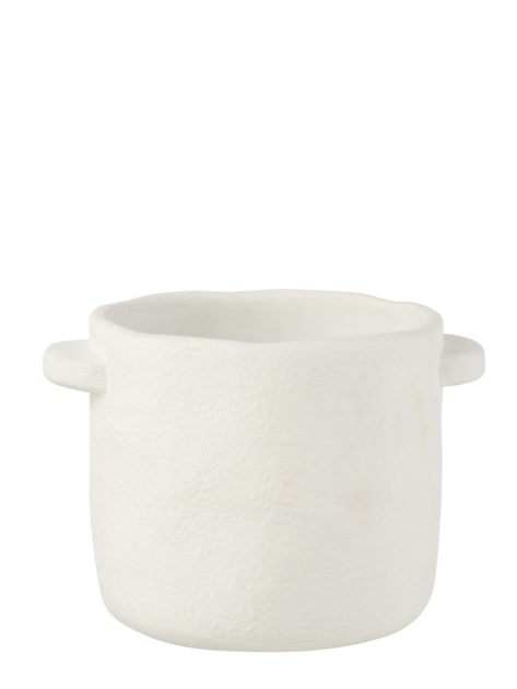 Cementový bílý květináč větší