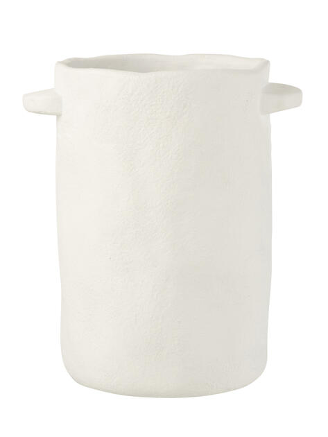 Cementový bílý květináč vysoký 