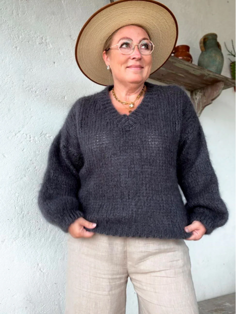 Mohérový svetr Sweetness tmavě šedý