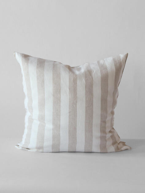 Lněný povlak na polštář pruhovaný 60 x 60 cm