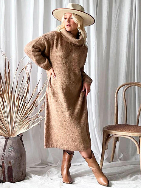 Rolákové šaty  Dreaming karamelové