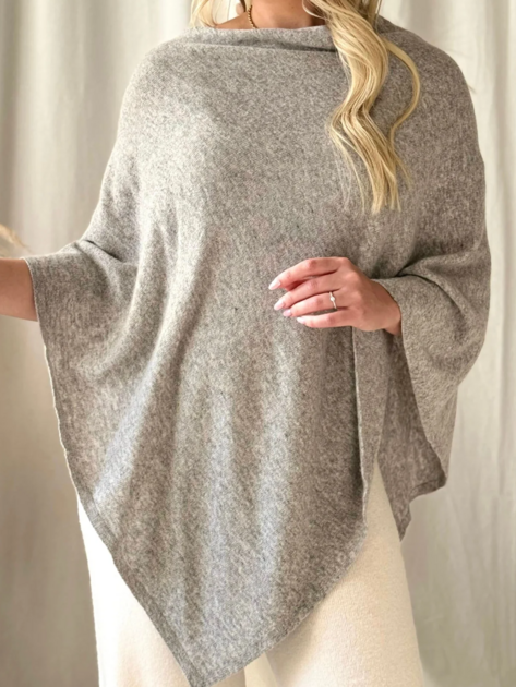 Pončo s kašmírem šedé