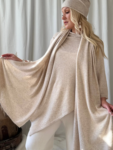 Šála s kašmírem béžová