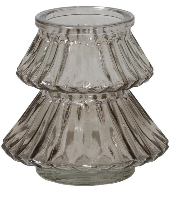 Skleněný šedý svícen Tree