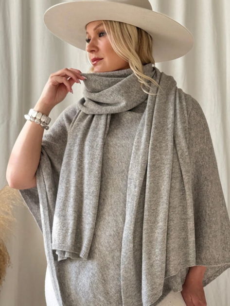 Šála s kašmírem šedá