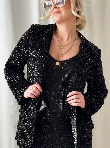 Černé flitrové sako Obssesion