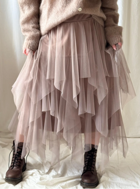 Tylová sukně Rosie taupe