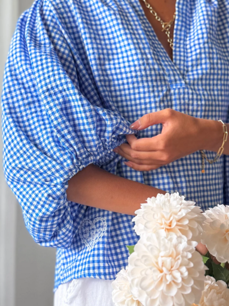 Halenka Gingham modrobílá