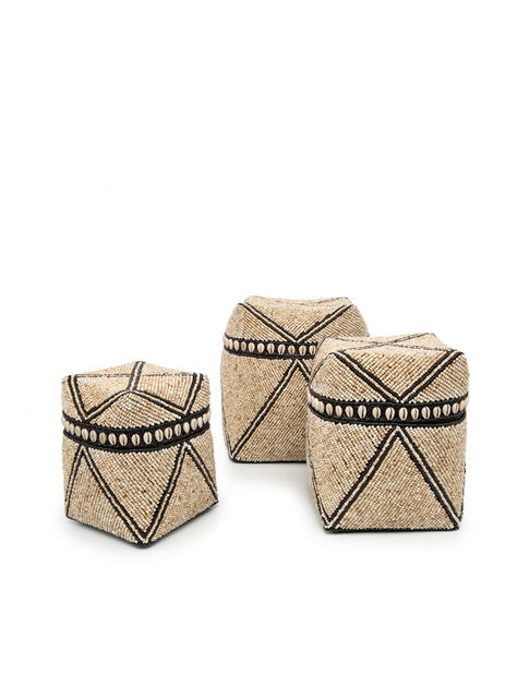 Košík z korálků krémovo černý M