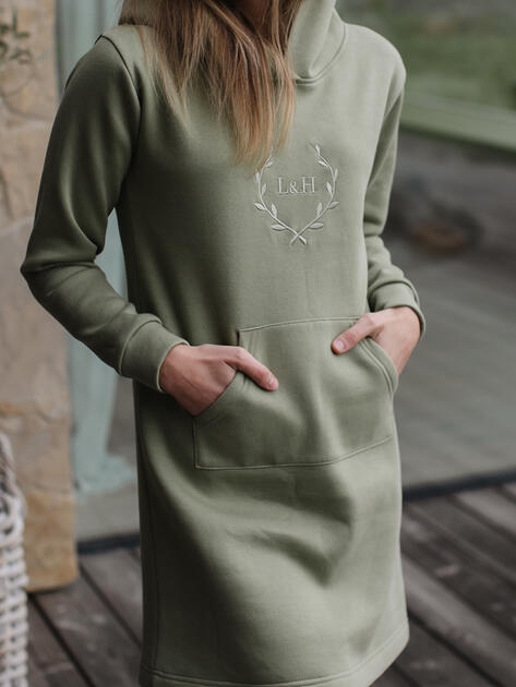 Mikinové šaty olivové